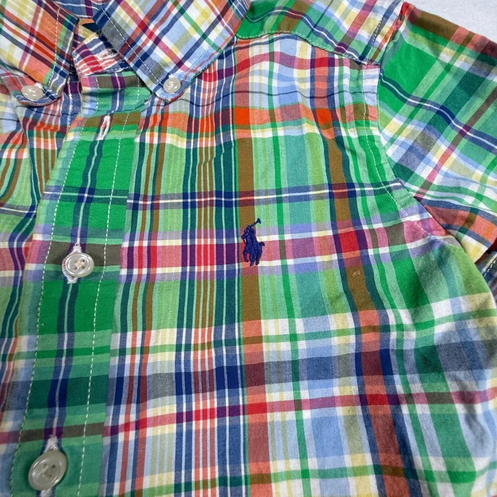 Ralph Lauren Kids Button Down Shirt‎ Plaid Short Sleeve Size 4 4T